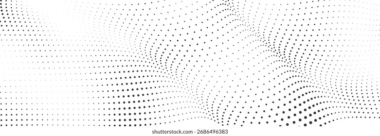 Dynamic halftone wave gradient background for motion graphics web banners modern posters and clean branding presentations in black white abstract art style