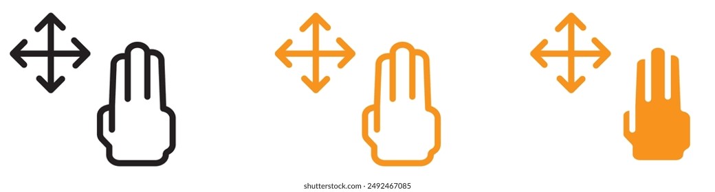 Dynamic Hand Fingers Gesture Swipe Rotate Icon for Interface and Interaction Graphics Ideal for Representing Touchscreen Gestures and User Interactions
