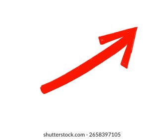 Flecha roja texturizada dibujada a mano dinámica que apunta a la derecha para UI UX y Diseño web