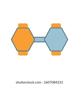 Dynamic Hex Dumbbell Icon for Workouts. Design of Fitness and Gym Icons.