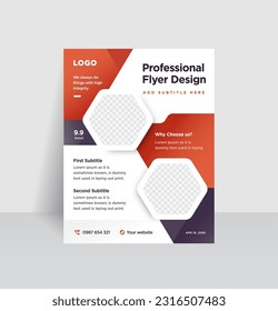 Dynamic Hexagon Flyer. Captivating Red, Black, and White Template for Your Business