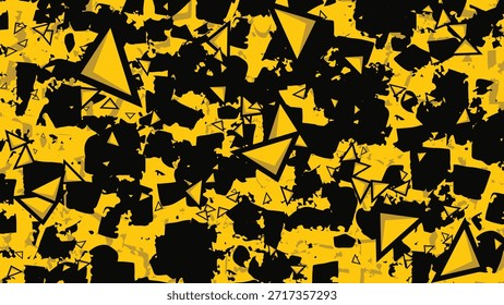 Dynamic high-contrast background in yellow and black, featuring sharp geometric triangles and industrial grunge textures. Ideal for racing, sports, tech-themed designs, and aggressive urban branding.