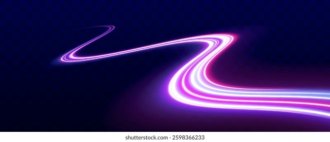 Dynamic high-speed light trails. Blue and red motion blur, night lights, long time exposure, abstract glowing streaks.