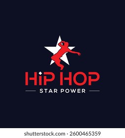 Dynamic Hip Hop Logo – Street Dance Star Vector Icon
