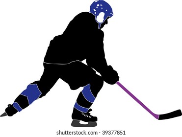 dynamic hockey player silhouette with racket