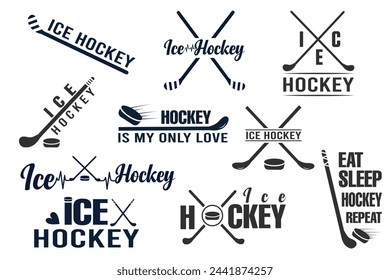 Dynamic Hockey Typography Bundle, Hockey Vector Bundle, Hockey Vibes, Goal-Driven Typography in Hockey Theme, Typography Slapshot: Design Excellence