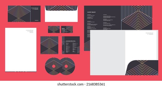 Dynamic Holographic Line Hexagon Gradient Corporate Business Identity Stationery