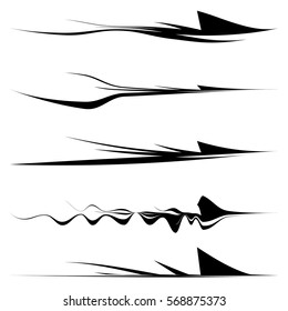 Dynamic horizontal lines, stripes with different contours. Horizontal dividers with comic effect. Vector illustration