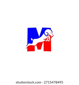 A dynamic horned goat leaping into a bold alphabet shape. Ideal for outdoor brands, mountain sports, farm identity, strong mascots, and modern rustic designs.