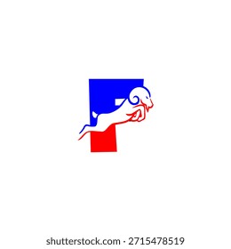 A dynamic horned goat leaping into a bold alphabet shape. Ideal for outdoor brands, mountain sports, farm identity, strong mascots, and modern rustic designs.