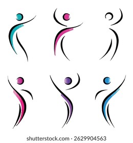 Dynamic Human Forms Active Lifestyle vector set icon