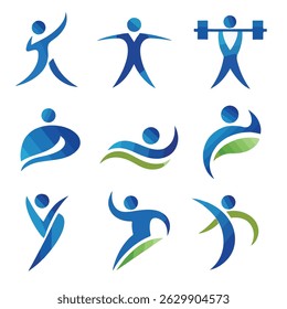 Dynamic Human Forms Active Lifestyle vector set icon