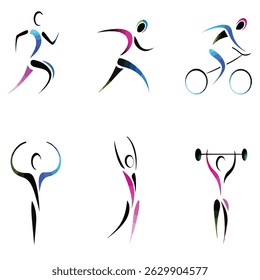 Dynamic Human Forms Active Lifestyle vector set icon