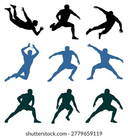 Dynamic Human Silhouettes Performing Various Athletic Moves With Transparent Background