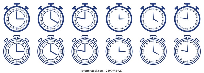 Ícone de aceleração dinâmica com cronômetro simbolizando urgência e pressão de tempo para vendas e promoções para impulsionar ação imediata. Ícones de tempo rápido em Conjunto de Vários Estilos. Vetor Ícone de tempo passado vetor