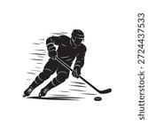 Dynamic ice hockey player silhouette