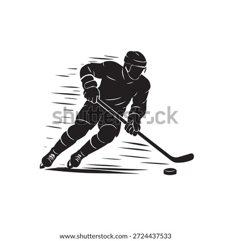 Dynamic ice hockey player silhouette