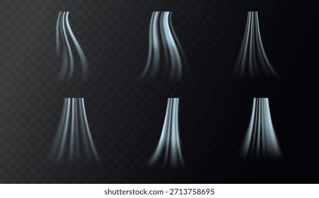 Dinámico remolino de hielo. Movimiento limpio y fluido. Frescura y energía lumínica. Curvas suaves, Gradientes aireados y aire fresco y fresco. Los acondicionadores circulan y purifican la atmósfera Ilustración vectorial