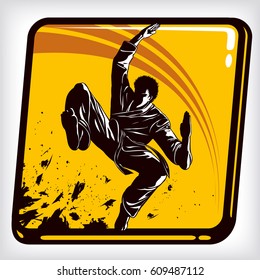Dynamic icon of martial arts fighter