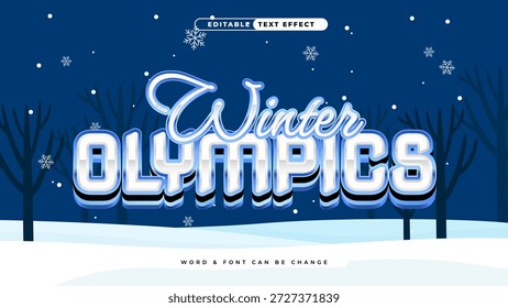 Tipografía de efecto de texto 3D azul helado dinámico, perfecto para eventos deportivos de invierno, promociones de temporada fría, gráficas de campeonato o Diseños gráficos temáticos helados