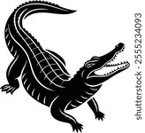 Dynamic Illustration of a American Alligator - Crocodile Silhouette in an Aggressive Pose