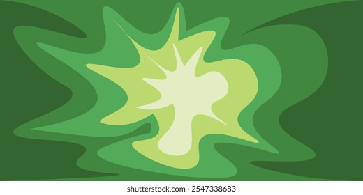 Dynamic illustration with asymmetrical splash pattern in the center of green and white gradient. This energetic design offers visual appeal for contemporary art or graphic design applications