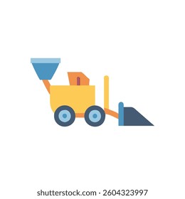 A dynamic illustration of a bucket loader icon, suitable for heavy machinery contexts.