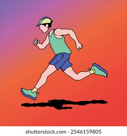 Una ilustración dinámica que captura la velocidad y el espíritu del trail running para inspirar el entusiasmo al aire libre y promover estilos de vida activos en campañas publicitarias