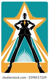 Dynamic Illustration of a Confident Figure Against a Bold Background: The Essence of Modern Artistic Expression and Style