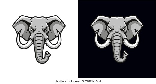 Ilustração dinâmica de um design de logotipo de elefante, Arte digital, Estilo monocromático, Conceito criativo