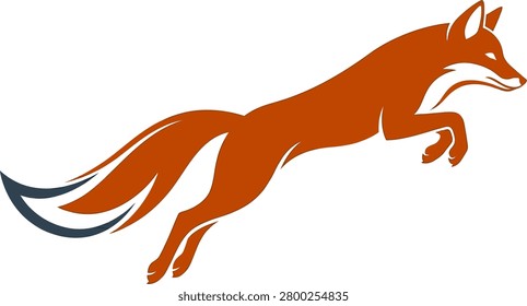 Dynamic illustration of a fox leaping gracefully with a flowing tail, symbolizing agility and nature