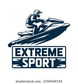 Dynamic illustration of a jet ski rider in motion with text overlay