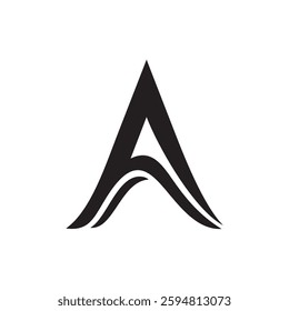 Dynamic illustration of the letter A logo reinforced with black color. Suitable for design elements or other design needs