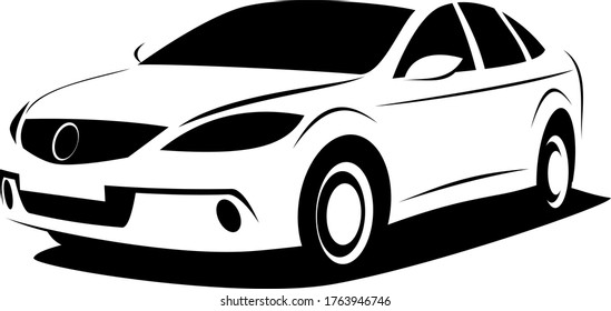 Dynamic illustration of a modern aerodynamic fastback car which can be used as a logo