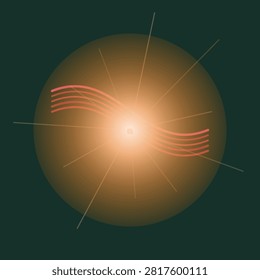A dynamic illustration of an orange glowing orb accented with radiating light lines. This energetic graphic is ideal for representing sunshine cosmic phenomena or conceptual energy themes in digital media.