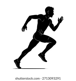 Ilustración dinámica de una persona en movimiento, capturada a mitad de camino con líneas enérgicas y una silueta audaz. Este gráfico transmite velocidad, estado físico y un estilo de vida activo, adecuado para deportes o temas relacionados con la salud.