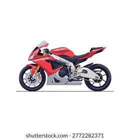 A dynamic illustration of a sleek red sport motorcycle, detailed with white accents and chrome, isolated on a clean white background.