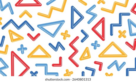 Dynamic illustration of spirals, squiggles, and lightning shapes in green, yellow, and purple. Perfect for retro, funky, and 90s-style design concepts.
