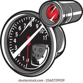 Dynamic illustration of a tachometer, capturing speed and precision, ideal for automotive enthusiasts and performance engineering themes