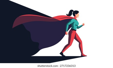 Imagem dinâmica de um super- herói com capas avançandoName