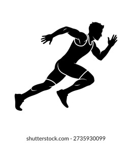 A dynamic image displaying a male runner in full stride a striking silhouette