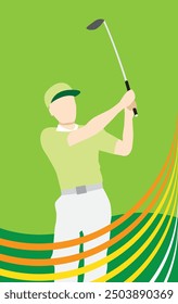 Dynamic image of a golfer making a shot with his golf club. Vector illustration