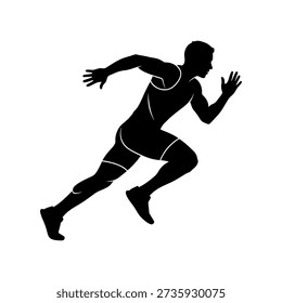 A dynamic image of a male runner in full sprint bold silhouette