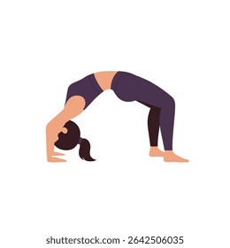 Dynamic Individual in Yoga Bridge Pose Isolated on Pure White Background Exercise