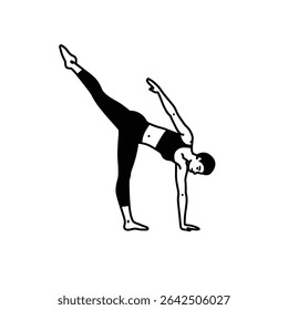 Dynamic Individual in Yoga Half Moon Pose Isolated on Pure White Background Equilibrium