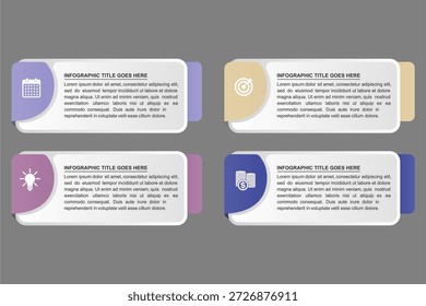 Infográfico Dinâmico com Ícone de Calendário: Visualizando Linhas do Tempo do Projeto e Planejamento de Eventos. Arquivo EPS vetorial editável e isolado.