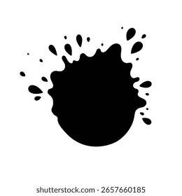Dynamic ink splash or paint blot with a messy, abstract shape. A simple grunge element for modern, creative, and artistic projects.