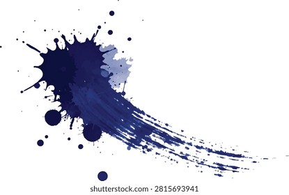 dynamic Ink splash with sweeping Abstract Brush Stroke Grunge Paint Splatter On White Background.