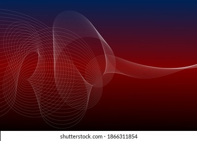 Dynamic interplay of attractive wave line forms. Modern communications technologies, energy motion and space concept on dark red background, Vector.