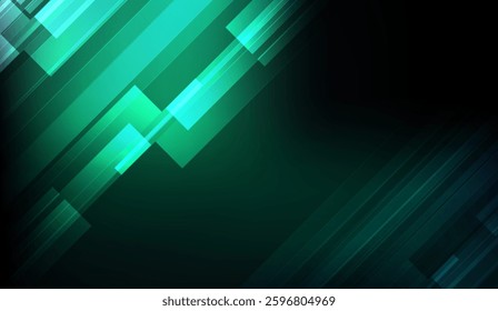 Dynamic interplay of emerald geometric shapes on a gradient dark canvas creating a modern and captivating abstract graphic design for various creative applications